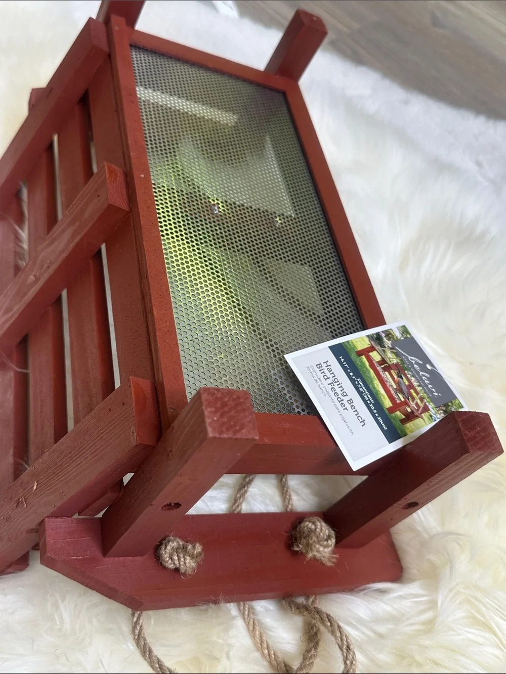🆕NWT Belavi Rust Red Hanging Bench Bird Feeder